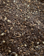 A close up of the texture of our Root Coffee coffee alternative. Roasted chicory dandelion and burdock roots blended to perfection. 